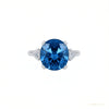 Certified 2.80 ct DEW Round Cut Blue Moissanite Solitaire For Engagement Ring 18K Gold P 18K Gold Plated – white background main image