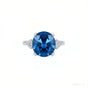 Certified 2.80 ct DEW Round Cut Blue Moissanite Solitaire For Engagement Ring 18K Gold P 18K Gold Plated