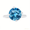 Certified 2.80 ct DEW Round Cut Blue Solitaire Moissanite Ring In Gold Vermeil – white background main image