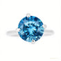 Certified 2.80 ct DEW Round Cut Blue Solitaire Moissanite Ring In Gold Vermeil