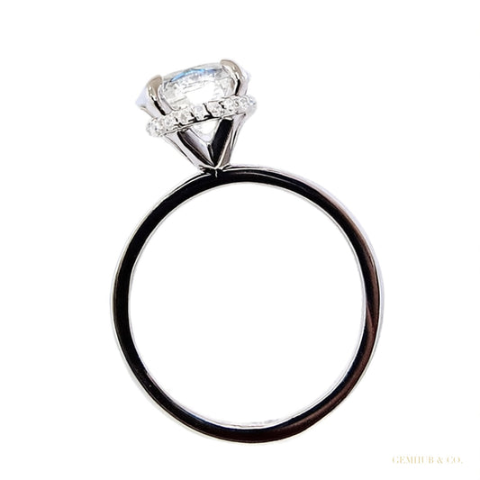 Certified 3.25 ct DEW Round Cut White Moissanite Solitaire Statement Ring 18K Gold Plat 18K Gold Plated – white background main image