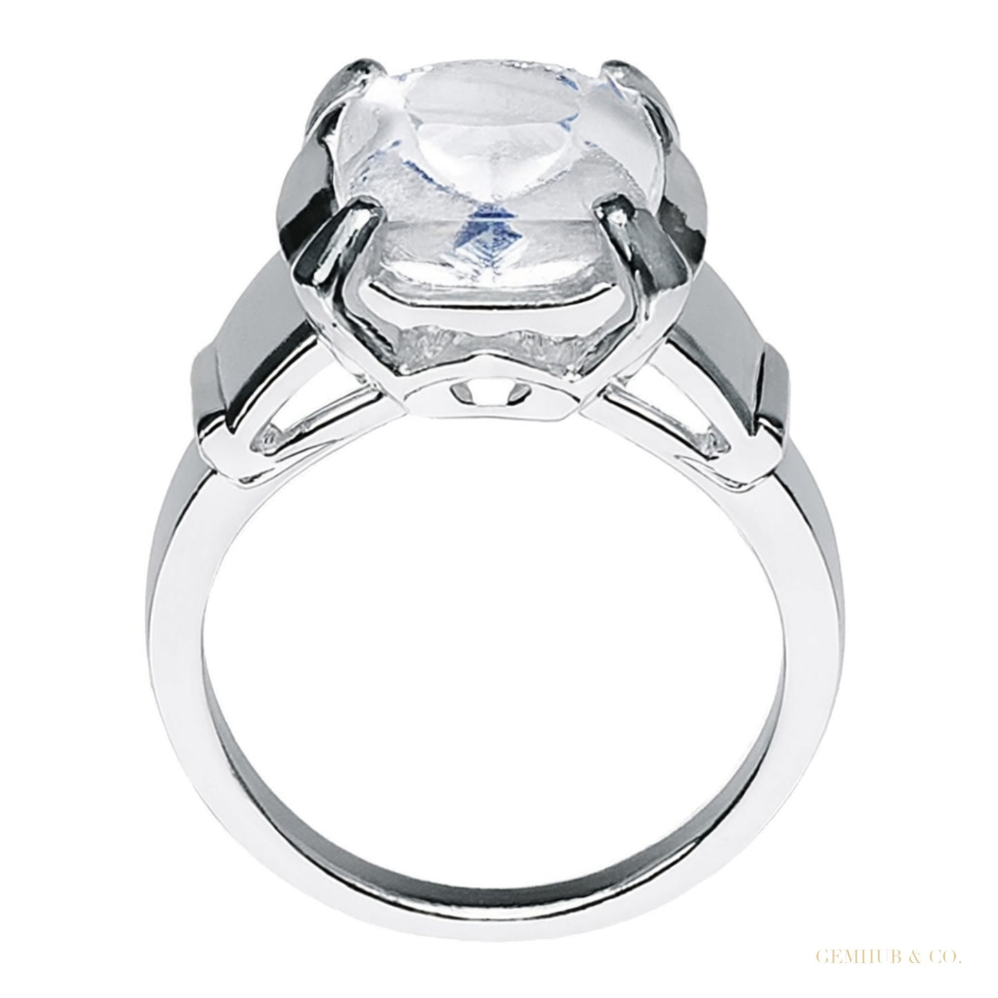 Certified 3.50 ct DEW Round Cut White Solitaire Moissanite Engagement Ring 18K Gold Pla 18K Gold Plated – white background main image