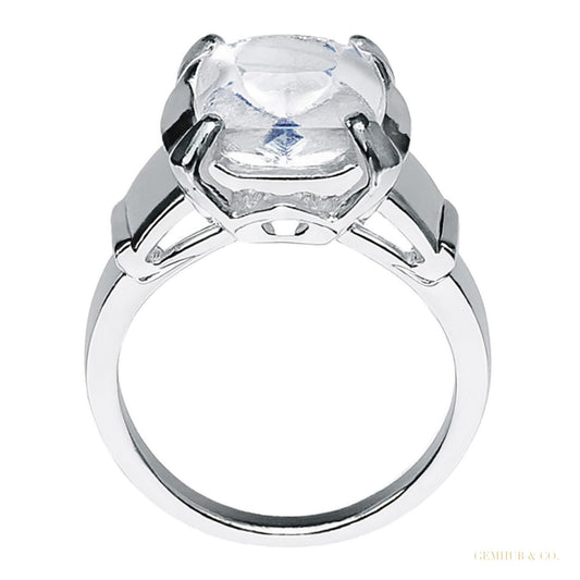 Certified 3.50 ct DEW Round Cut White Solitaire Moissanite Engagement Ring 18K Gold Pla 18K Gold Plated – white background main image