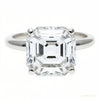 Certified 3.60 ct DEW Assher Cut White Moissanite Solitaire Statement Ring 18K Gold Pla 18K Gold Plated – white background main image