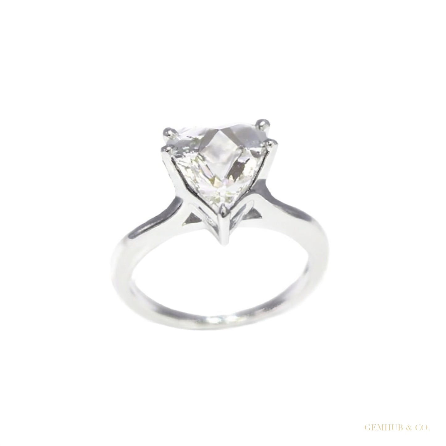 Certified 3.75 ct DEW Heart Cut White Moissanite Solitaire Ring In 18K Gold Plated Verm 18K Gold Plated – white background main image