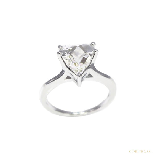 Certified 3.75 ct DEW Heart Cut White Moissanite Solitaire Ring In 18K Gold Plated Verm 18K Gold Plated – white background main image