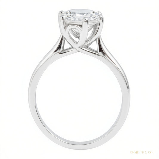 Certified 3 ct DEW Round Cut White Moissanite Solitaire Ring in 18K Gold Plated Vermei 18K Gold Plated – white background main image