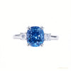 Certified 3.20 ct DEW Round Cut Blue Moissanite Engagement Ring In Gold Vermeil – white background main image