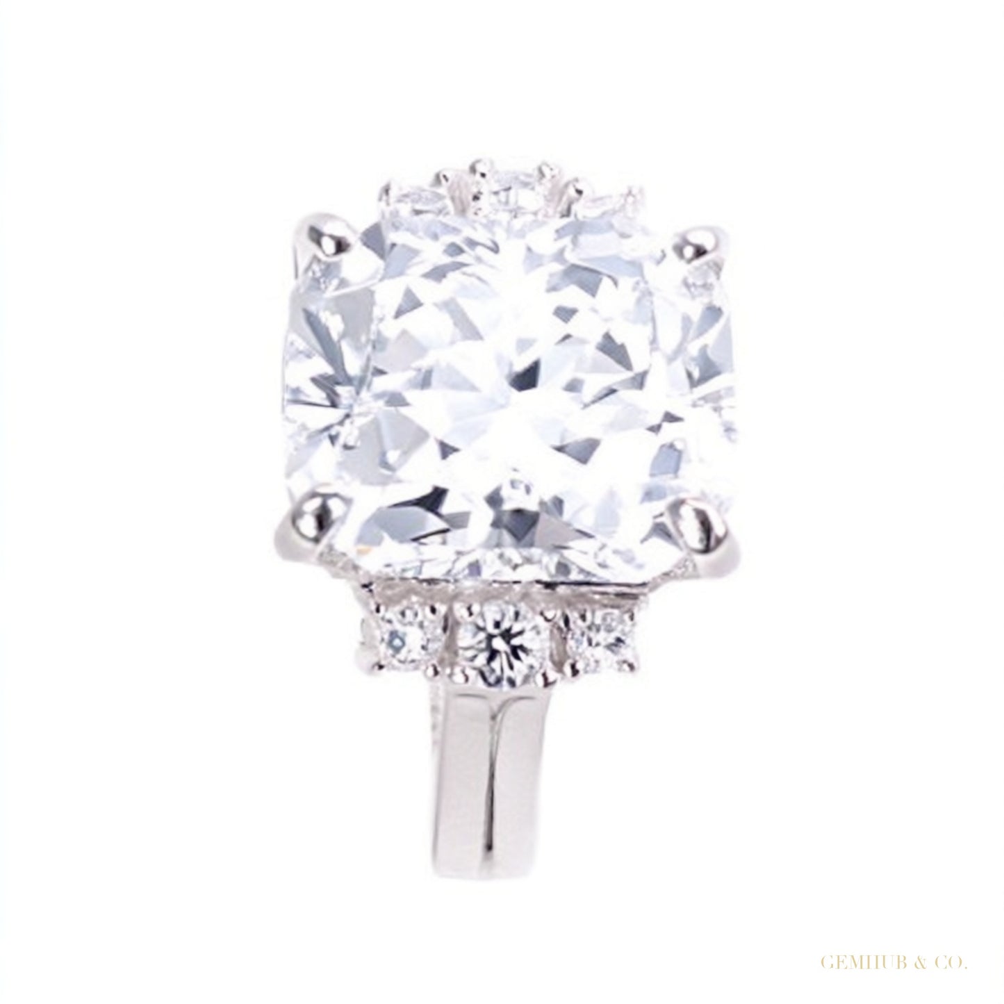 Certified 4.45ct VS1 Radiant White Moissanite Ring for Gift Use 18K Gold Plated Ver 18K Gold Plated – white background main image