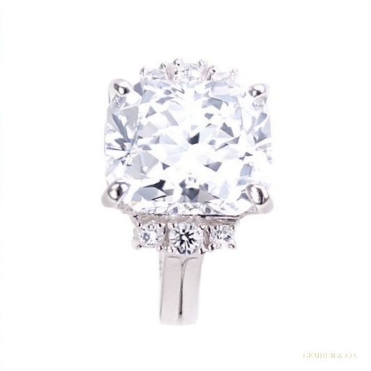 Certified 4.45ct VS1 Radiant White Moissanite Ring for Gift Use 18K Gold Plated Ver 18K Gold Plated – white background main image