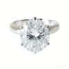 Certified 4.60 ct DEW Round Cut White Moissanite Solitaire Statement Ring In 18K Gold P 18K Gold Plated – white background main image