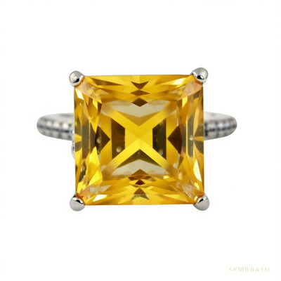 Certified 4.80ct VS1 Princess Cut White Moissanite Solitaire Ring 18K Gold Plated V 18K Gold Plated