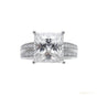 Certified 4.90 ct DEW White Princess Cut Moissanite Ring For Women 18K Gold Plated Verm 18K Gold Plated
