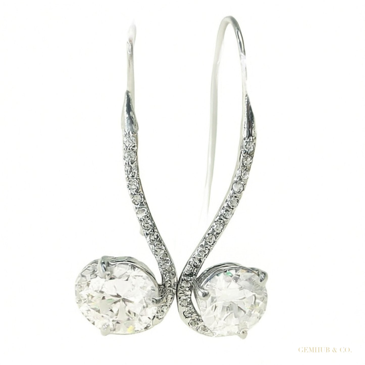 Certified 4 ct DEW Round Cut F VS1 White Solitaire Moissanite Earrings Gold Vermeil – white background main image