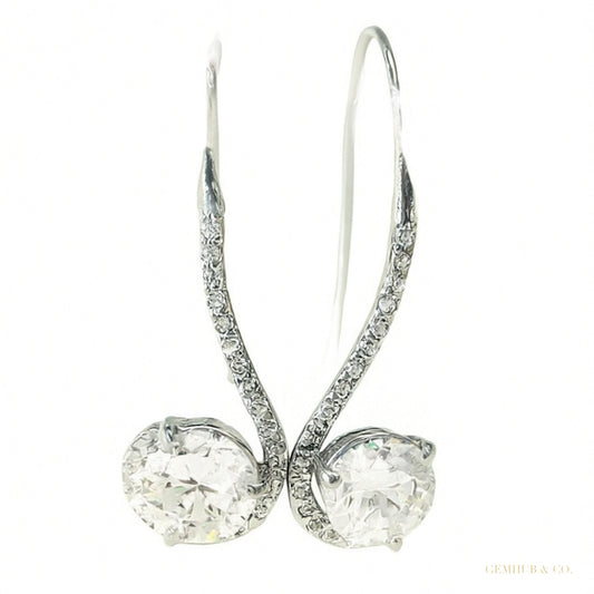 Certified 4 ct DEW Round Cut F VS1 White Solitaire Moissanite Earrings Gold Vermeil – white background main image
