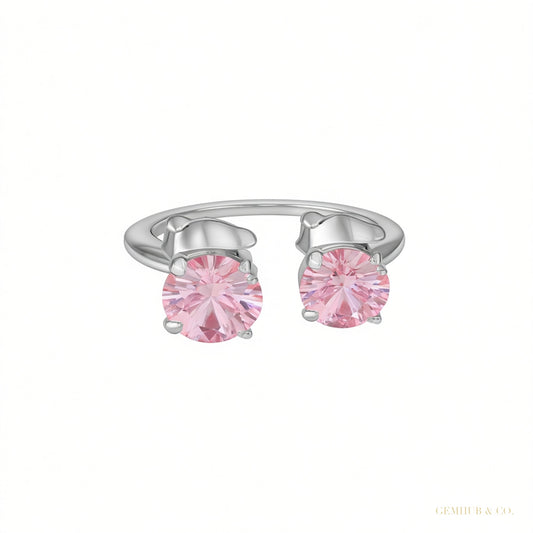 Certified 5.60 ct DEW White & Pink Moissanite Dangler Earrings In Gold Vermeil – white background main image