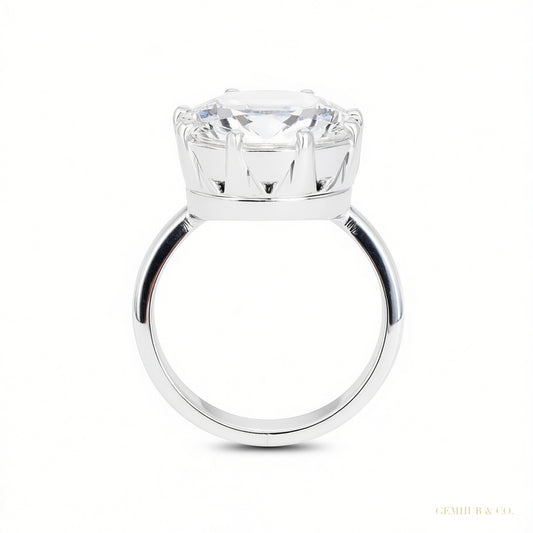 Certified 7.75ct VS1 Blue Moissanite Ring for Love Gift 18K Gold Plated – white background main image