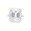 Certified 4 ct DEW Emerald Cut Moissanite Solitaire Ring in 18K Gold Plated – white background main image