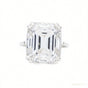 Certified 4 ct DEW Emerald Cut Moissanite Solitaire Ring in 18K Gold Plated