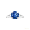 Certified 5.15 ct DEW Round Blue Moissanite Ring in for Wedding 18K Gold Plated – white background main image