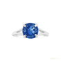 Certified 5.15 ct DEW Round Blue Moissanite Ring in for Wedding 18K Gold Plated