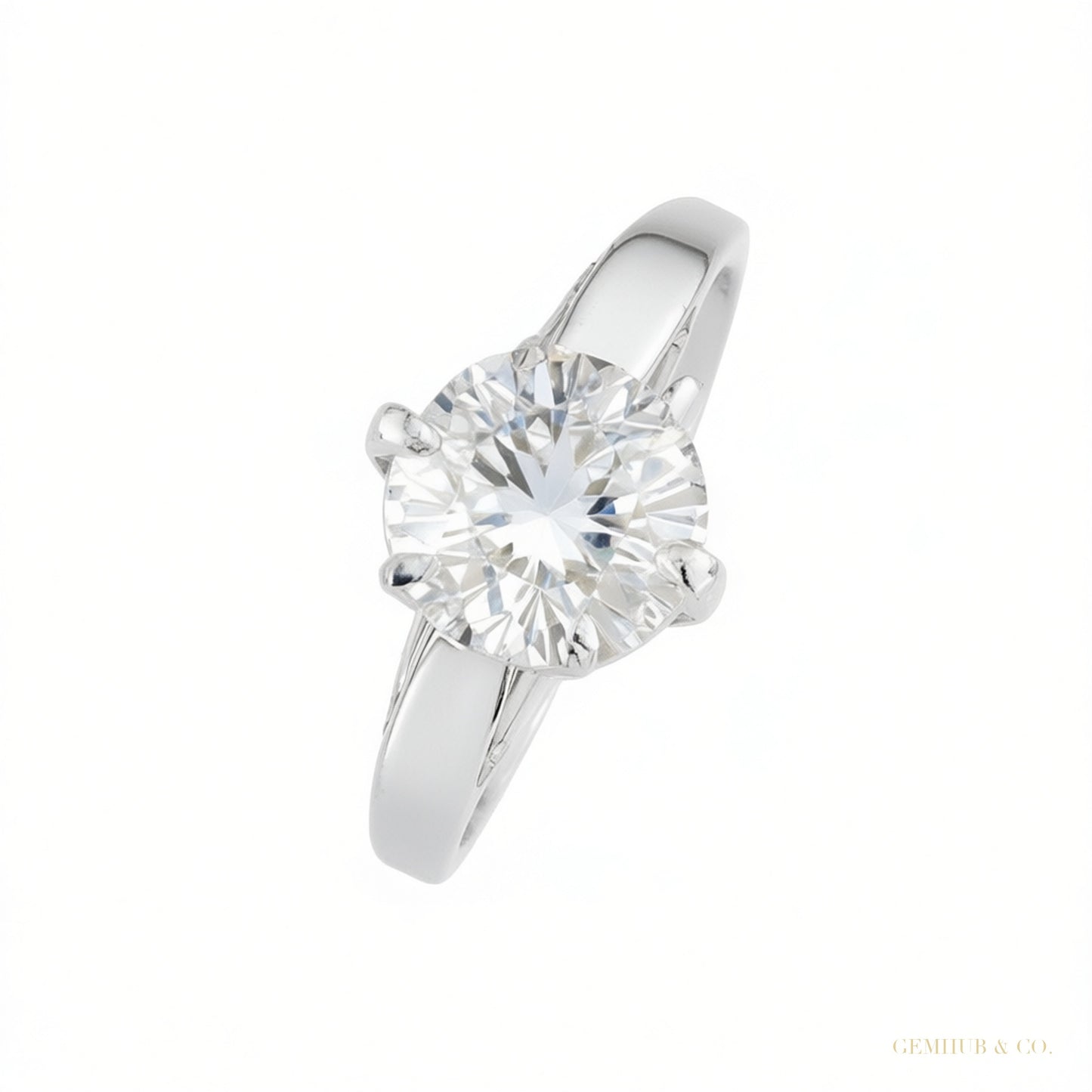 Certified 7.30 ct DEW Round Cut Moissanite Ring in for Women 18K Gold Plated – white background main image