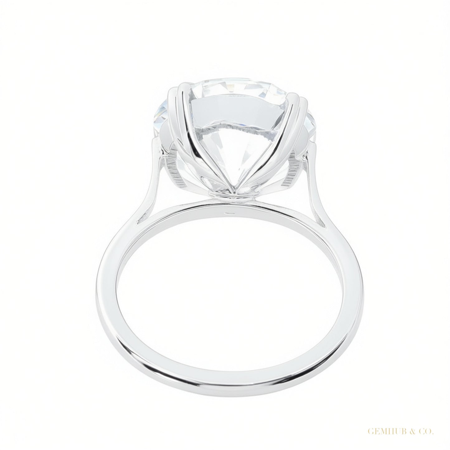 Certified 6.2ct VS1 White Moissanite Engagement Ring in 18K Gold Plated – white background main image