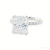 EGL Certified 4 ct DEW Cushion Cut White Moissanite Ring 18K Gold Plated – white background main image