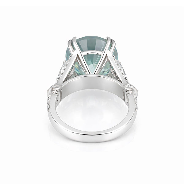 GEMHUB & CO. 5 Ct round cut blue lab grown diamond ring with VS1 clarity in 18k gold vermeil.