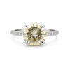 GEMHUB & CO. 2.90 Ct round cut champagne lab grown diamond ring with pavé band, 18k gold vermeil.