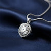 GEMHUB & CO. 3.50 Ct round cut lab grown diamond pendant with halo setting in 18k gold vermeil.