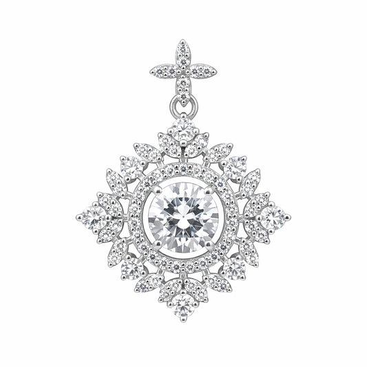 GEMHUB & CO. 5 Ct round cut lab grown diamond pendant in 18k gold vermeil with VS1 clarity.