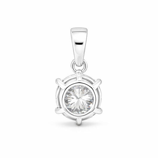 GEMHUB & CO. 3.00 Ct round cut lab grown diamond pendant in 18k gold vermeil with VS1 clarity.