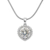 GEMHUB & CO. 3.50 Ct round cut lab grown diamond pendant with halo setting, 18k gold vermeil.