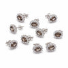 GEMHUB & CO. 5 pairs of oval smoky topaz and white diamond halo stud earrings in 925 sterling silver.