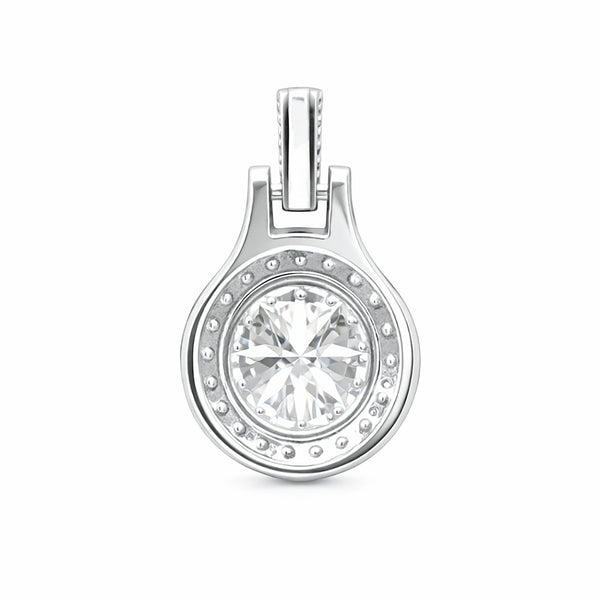 GEMHUB & CO. 2.50 Ct round cut lab grown diamond pendant in 18k gold vermeil with VS1 clarity.