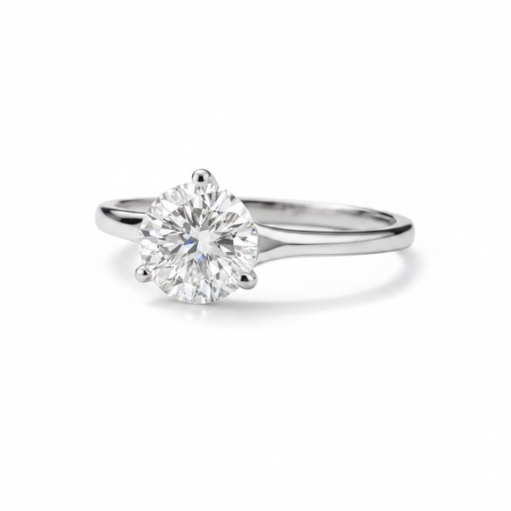 GEMHUB & CO. 2.20 Ct round cut lab grown diamond ring in 18k gold vermeil with VS1 clarity.