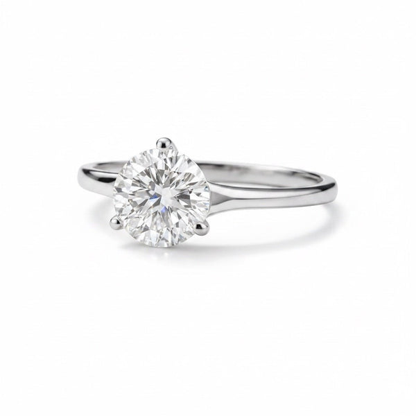GEMHUB & CO. 2.20 Ct round cut lab grown diamond ring in 18k gold vermeil with VS1 clarity.