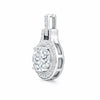 GEMHUB & CO. 2.50 Ct round cut lab grown diamond pendant with VS1 clarity, set in 18k gold vermeil with a halo of smaller diamonds.