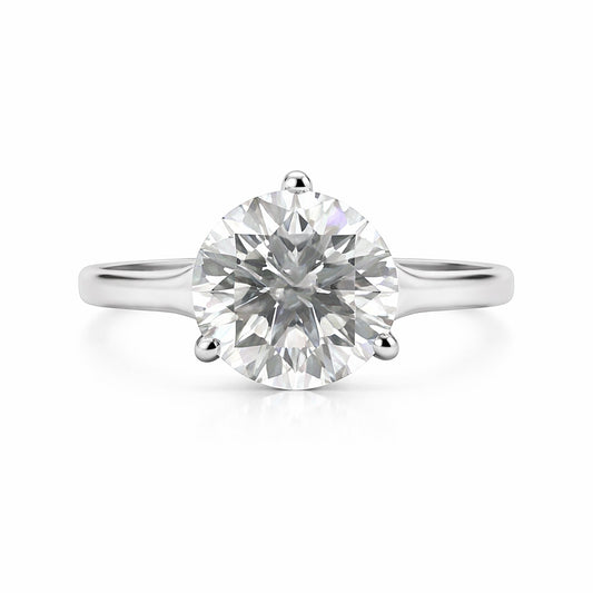 GEMHUB & CO. 2.20 Ct round cut lab grown diamond ring in 18k gold vermeil, VS1 clarity.