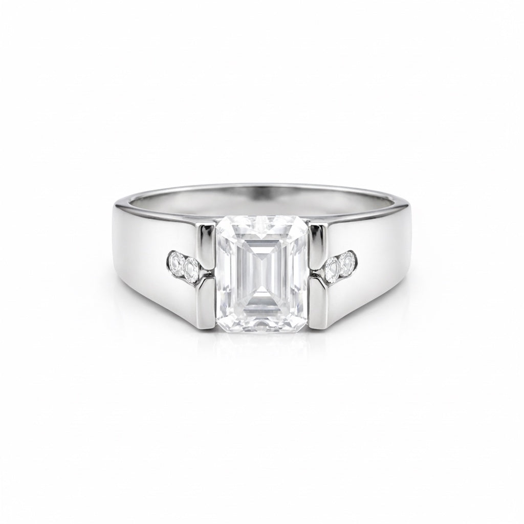 2 carat emerald cut lab-grown diamond ring in 18k gold vermeil, VS1 clarity