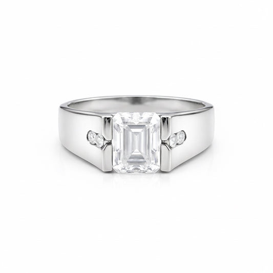 2 carat emerald cut lab-grown diamond ring in 18k gold vermeil, VS1 clarity