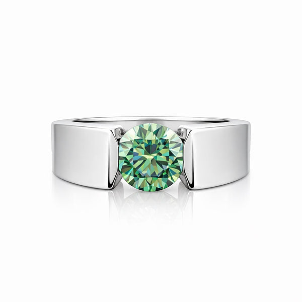 GEMHUB & CO. 2.00 Ct round cut green lab grown diamond ring, VS1 clarity, 18k gold vermeil.