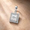 GEMHUB & CO. 2 Ct princess cut lab-grown diamond pendant in 18k gold vermeil with VS1 clarity, surrounded by smaller accent diamonds.