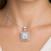 GEMHUB & CO. 2 Ct princess cut lab-grown diamond pendant with VS1 clarity in 18k gold vermeil.