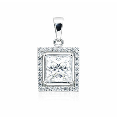2 Ct Princess Cut Lab Grown Diamond Pendant — VS1 Clarity, 18k Gold Vermeil