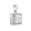 GEMHUB & CO. 2 Ct princess cut lab-grown diamond pendant in 18k gold vermeil with VS1 clarity, surrounded by a halo of smaller diamonds.