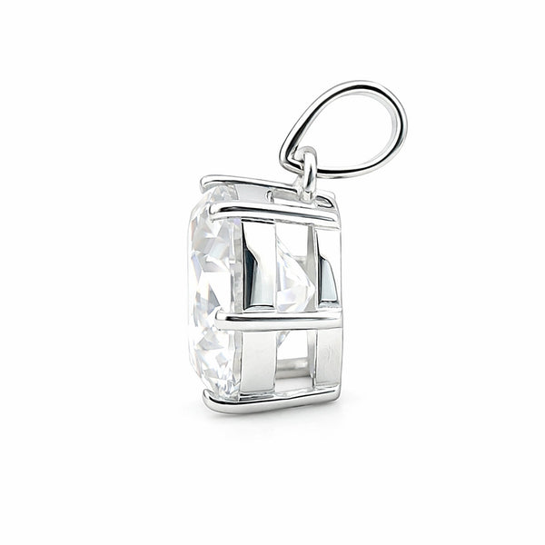 GEMHUB & CO. 3.50 Ct round cut lab grown diamond pendant in 18k gold vermeil, VS1 clarity, white.