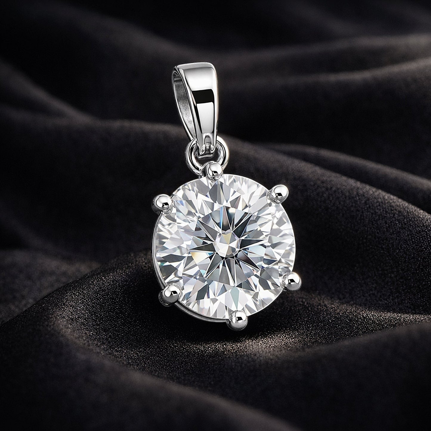 GEMHUB & CO. 3.50 Ct round cut lab grown diamond pendant, VS1 clarity, 18k gold vermeil setting. Classic solitaire design.