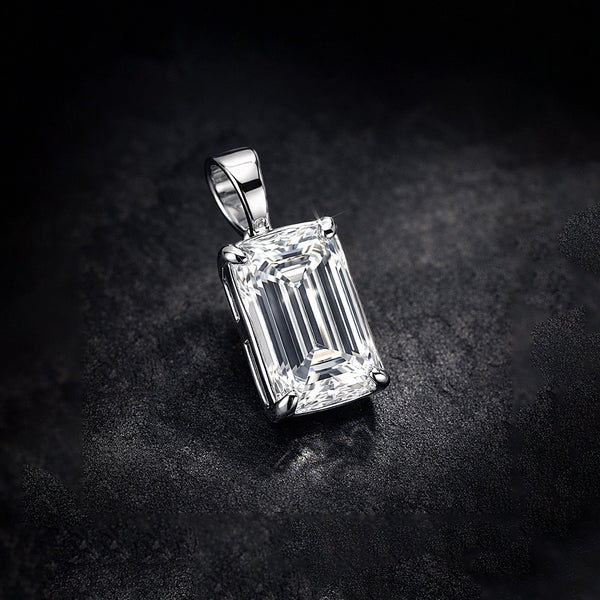 GEMHUB & CO. 3.30 Ct emerald cut lab-grown diamond pendant with VS1 clarity in 18k gold vermeil.